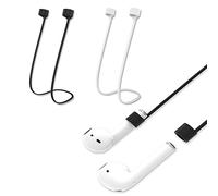 2pcs Magnetic Anti-Lost Straps Accessories Compatible with AirPods Pro/3/2/1,Sport Earbuds String Soft Running Tether Lanyard Silicone Wire Cable Connector,Neck Rope for Wireless Earphone,Black+White