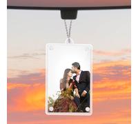 2pcs Magnetic Car Picture Holder, Acrylic Magnetic Sunshade Frame Visor Clip Personalized Photo Holder with Chain Rearview Mirror Accessories Ornaments Decor Car Hanging Photo Display