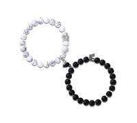 2pcs Magnetic Couples Bracelets, Love Heart Matching Bracelet King & Queen Crown, His and Her Long Connecting Relationship, Jewelry Far Distance Magnet Gift for Women Men Anniversary Valentines Day