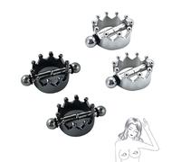 2PCs Magnetic Crown Nipple Clamps, Nipple Rings Non Piercing for Daily Wearing Nipple Jewelry Surgical Steel Nipple Clips Sexual Pleasure (Black)