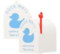 2PCS Magnetic Cruising Duck Mailbox, 3D Printed Wall Mounted Mini Mailbox with Moving Flag for Cruise Ship, Fridge Door Decor, Gift for Duck Lover(White)