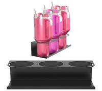 2PCS Magnetic Cup Holder 3-Slot Waterproof Water Bottle Holder Versatile Water Bottle Shelf Organizer Refrigerator Storage Shelf Strong Magnetic Rack for Home Use(Black)