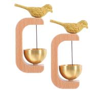 2pcs Magnetic Door Bell for Shop, Wooden Brass Chime