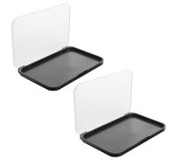 2pcs Magnetic Empty Makeup Palette Tray with Lid, Black 6.5 X 4.3 | Plastic and Metal Base, Raised Edges with Grid Layout, for Blush and Highlighter Pans, Vanity Use