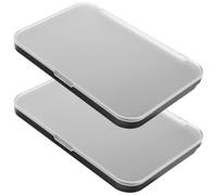 2pcs Magnetic Empty Palette 6.5x4.3 Inch Lid Makeup Case | Plastic Body, Metal Base, Grid Tray Raised Edges, for Pans, On-the-go Use