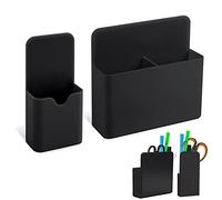 2pcs Magnetic Pen Marker Holders, 2 Sizes Magnetic Pen Holder Organizer Hanging Type Magnetic Pen Holder for Refrigerator Whiteboard Locker Pen Pencil Home Office School(Black)