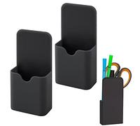 2pcs Magnetic Pen Marker Holders, S Size Magnetic Pen Pencil Holder Organizer Home Office Supplies for Refrigerator Whiteboard Locker (Black)