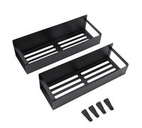 2PCS Magnetic Rack for Refrigerator with Removable Hooks Strong Magnetic Shelf for Holding Spices Jars Bottle Fridge Organizer Storage Save Space and Keep Items Secure (Black)