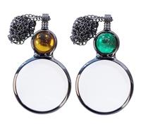 2PCS Magnifying Glass Necklace for Women, Elegant Alloy Monocle Necklace Women, Multi-Functional Magnifying Glass for Large Zooming Reading Book Craft Library