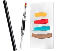 2Pcs Make-up Tools Waterproof Nail Polish Palette Paper with Double Head Spatula & Makeup Brush for Foundation Nail Art Home Salon