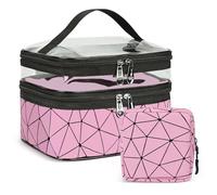 2Pcs Makeup Bag, Makeup Bag with Compartments, 1Pcs Large Makeup Bags with Small Make up Bag, Toiletry Bags for Women for Cosmetics Make-up Brushes Eye Shadow Lipstick Toiletries