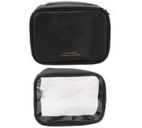 2pcs Makeup Travel Bag 2 in 1 Large Capacity Black Portable Makeup Cosmetic Bag