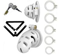 2pcs Male Chastity Cage with Elastic Belt -UKGA22P，White