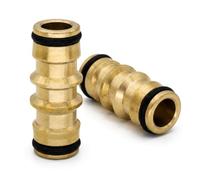 2pcs Male to Male Hose Connector, Brass Hose Connector, 1/2" Double Male Hose Connector for Join Garden Hose Pipe Tube