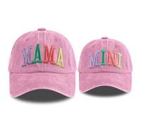 2PCS Mama and Mini Family Matching Baseball Hats for Mother Duaghter Son, 3D Embroidered Parent-Child Hat, Pink, One Size