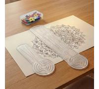 2PCS Mandala Ruler - Acrylic Circle Drawing Tool with 50 PCS Push Pins