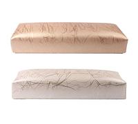 2Pcs Manicure Hand Pillow Rectangle Pu Leather Hand Rest for Nails Cushion Nail Pillow Salon Hand Holder Armrest Rest Manicure Nail Art Accessories Tool - Silver & Gold