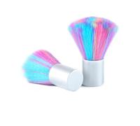 2pcs Manicure Nail Brush Rainbow Short Handle Nylon Metal Dust Brush | Professional Nail Art and Home Diy, Easy to Carry, Comfortable Touch, Cleans Dust