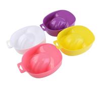 2pcs Manicure Soak Bowl for Acrylic Tip Removal, Plastic Nail Tray | Hanging Hole, Ergonomic Raised Centre, Warm Water Use, Fits One Hand, Home Use for Cuticle Care Random Color