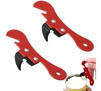 2PCS Manual Can and Bottle Opener - Iron Tin Opener in Red - Multi-Purpose Kitchen Tool for Home, Commercial, Dining Room and Bar