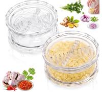 2PCS Manual Garlic Crusher and Twister,Clear Manual Garlic Twister Crusher and Ginger Mincer Tool,Manual Garlic Twister and Crusher,Easy Clean Multi-Functional Mincer for Onion,Ginger (2 PCS/- White)