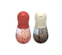 2PCS Manual Pepper & Salt Grinder - Adjustable Coarseness, Portable Refillable Grinder with Durable Ceramic Rotor, Clear Glass Body for Fresh Black Pepper, Himalayan/Sea Salts -for Kitchen, Dining