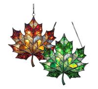 2pcs Maple Leaves Fall Suncatcher for Window,Acrylic Autumn Stained Glass Suncatcher,Thanksgiving Decorations Wall Art Window Hanging Ornaments For Greenhouses Bedroom Doorways