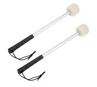 2Pcs Marching Bass Drum Mallets, Percussion Mallets, Portable Timpani Felt Head Mallets Stainless Steel Sticks with Non slip Handle for Bass Drums