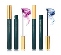 2Pcs Mascara, Metal Essence 3D Curling Mascara, Waterproof Washable Extra Slim Vegan Formula Long Lasting Fibre Smudge proof Make-Up Extra Slim Metal Bristleless (Blue & Berry)
