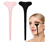 2PCS Mascara Shield Applicator, Reusable Silicone Eyelid Guard Tool, Silicone Eyeliner Tool Eyeliner Applicator Tool Makeup Tool for Beginners (Black+Pink)