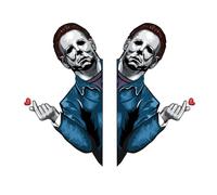 2pcs Masked Killer Michael Myers Vinyl Sticker, Waterproof 3D Horror Movies Characters Car Decal for Bumper Window Halloween Decoration (1 Left+1 Right)