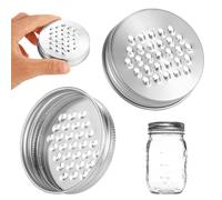 2pcs Mason Jar Grater Lid, 3.39in Mason Jar Accessories Cheese Shredder Lid Wide Mouth Stainless Steel Spice Zester Lid Large Mouth Multipurpose Kitchen Cutter for Vegetable Potato Carrot