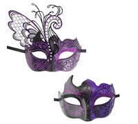 2Pcs Masquerade Face Cover Set For Women Men Halloween Butterfly Eyemask Half Face Cover Masquerade Eyemask Theatrical