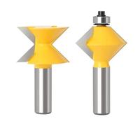 2pcs Matched Tongue And Groove Router Bit Set With Edge Banding, 12mm 1/2 Inch Shank 90 Degree V Groove Woodworking Joint Milling Cutter Tool(12.7mm)