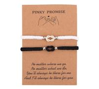 2pcs Matching Couple Bracelets, Black & White Long Distance Relationship His and Hers Bracelets with Inspirational Card Ideal Jewelry Gift for Man & Women
