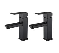 2PCS Matte Black Single Cold Water Basin Tap for Bathroom Sink