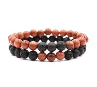 2pcs Matte Lava Rock Lava Rock Elastic Beads 8mm Lava Stone Aromatherapy Essential Oil Diffuser Tiger Eye Bracelet Energy Yoga Bracelet Healing Aromatherapy Jewelry, Stone, No Gemstones