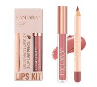 2PCS Matte Lip Liner and Lipstick Makeup Set, Velvet Liquid Lipstick Matte Lip Gloss Set Waterproof Long Lasting, Sexy Red Lipstick for Women Daily Lip Makeup Lip Stain-Set (07)