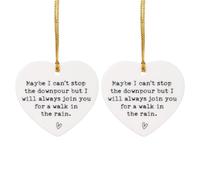 2Pcs Maybe I Can't Stop the Downpour Plaque, Ceramic Heart Commemorative Hanging Friendship Pick Me Up You Got This Cheer Up Gifts Strong Decoration Friend Sister Supplies