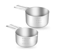 2PCS Measuring Cup, 8oz and 6oz Stainless Steel Food Scoop Precise Kitchen Gadgets for Cooking Baking High-End Durable Portable Kitchen Measuring Tool Dishwasher Safe