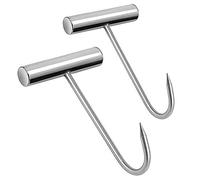 2PCS Meat Hooks for Butchering Stainless Steel T Hooks T-Handle Boning Hooks with Handle
