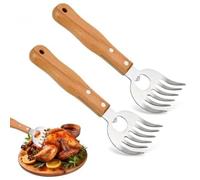 2PCS Meat Shredding Claws,Lightweight Stainless Steel Meat Shredder Claws,Meat Shredding Forks with High-Temperature Resistance,for Pulled Pork,Chicken & Beef, Easy Grip BBQ Tools (Wood Color)