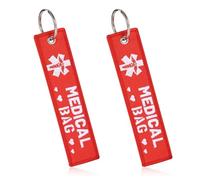 2pcs Medical Alert Tag for Bag, Double-Sided Medical Keychain Equipment Luggage ID Tag with Key Ring for Professional Device Suitcases Backpack