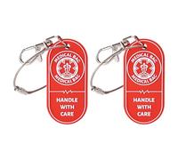 2pcs Medical Alert Tags for Bag, Medical Equipment Device Luggage Tag Red & White Warning for Suitcase Backpack Travel Safety