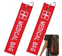2PCS Medical Alert Tags for Bag,Medical Supplies Inside Tags,Double Sided Medicals Equipment,Id Tag Durable Red Keychain,Luggage Tags for Suitcases,Travel Tags for Luggage,Suitcase Tags and Strap