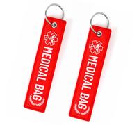 2pcs Medical Alert Tags for Bags, Double-Sided Medical Equipment Device Luggage ID Tag Keychain Label for Keys Wallet Backpack Suitcase (Red)