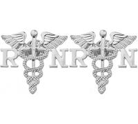 2Pcs Medical Symbol Caduceus Stethoscope RN Nursing Badge Brooches Lapel Pin for Registered Nurse Doctor Rod of Asclepius Emergency Brooch Jewelry Gifts, 1 inches, Enamel Metal, cinnabar