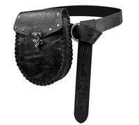 2PCs Medieval Belt Pouch Set Viking Leather Belt Pouch for Retro Medieval Bag Side Pack Renaissance Accessories, Black, The Medieval Leather Belt