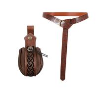 2pcs Medieval Belts Set, Vintage Knight Belt with Leather Pouch, Adjustable Renaissance Costume Accessories for Viking, Halloween, Role Play, Theater Performances, Historical Events (Brown)