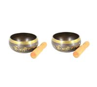 2pcs Meditation Singing Bowl Clarinet Bag Prop Zen Meditation Bowl Zen Bowl Leather Paper Rack Wood Mallet Stick Relaxation Bowl Carving Bowl Tibet Yoga Wooden